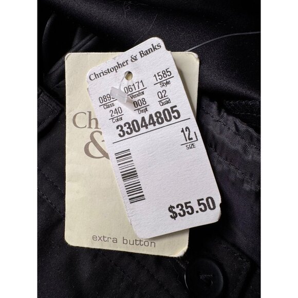Christopher Bank Cropped Black Pants Size 12 Zipper Pockets Polyester NWT - Picture 6 of 11